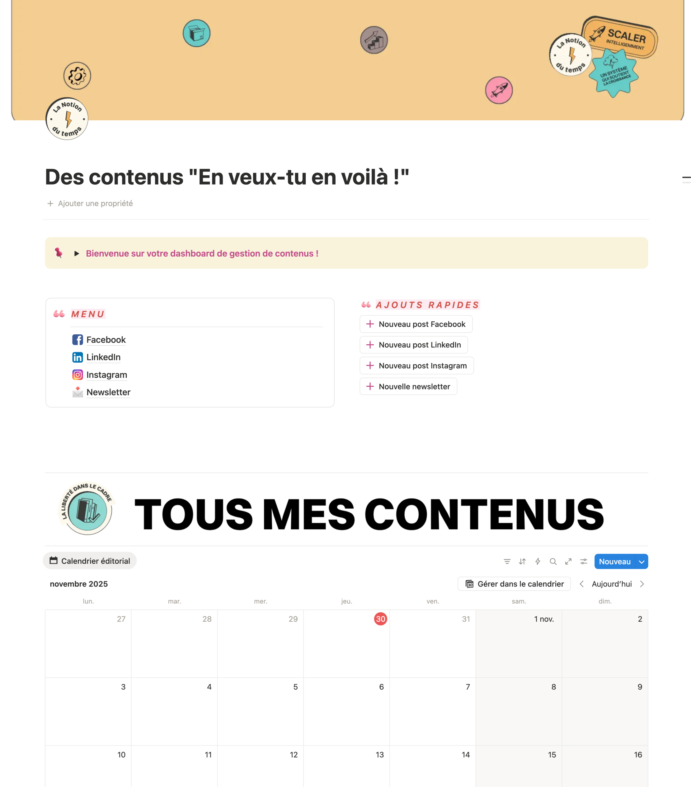 Template Notion Calendrier Éditorial